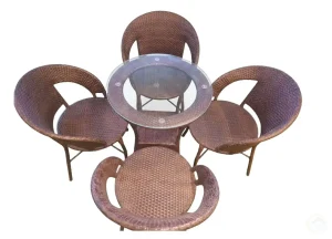 Luxury 4-Seater Rattan Dining Set.